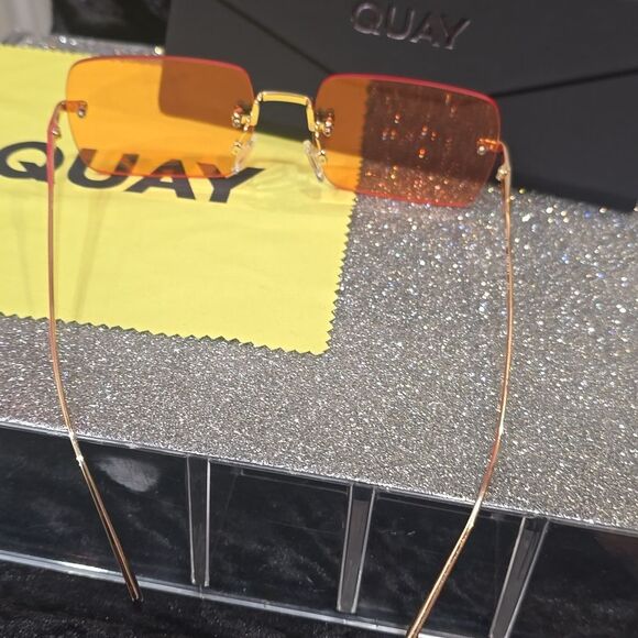 Quay Australia TTYL Rimless 43MM Square Sunglasses- Gold - Picture 6 of 8